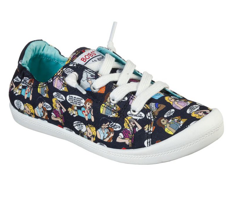 Skechers Bobs Beach Bingo - Dog Is Good - Pin-Up Pup - Womens Slip On Shoes Black/Multicolor [AU-IE5